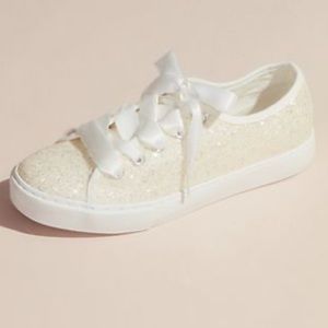David’s Bridal glittery sneakers with organza laces size 11